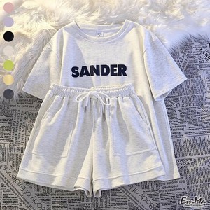セットアップ アルファベット半袖Tシャツ ショートパンツ スポーティ 夏  【2025SS】 EH1776