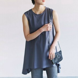 BACKフレアロングタンクトップ コットン　SS
