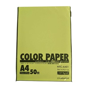 オストリッチダイヤ リッチライト ニュー特厚カラーペーパー A4 ライトクリーム 50枚パック入 NTC-A401