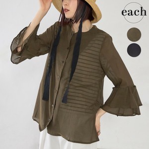 再入荷【each　新作】綿混ボイル二段袖ジャケット ブラウス  2025人気 2025SS 羽織
