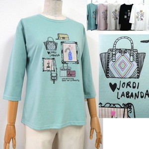 BAG＆絵画柄7分袖Tシャツ【2025新作】