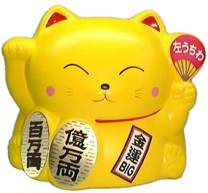 ファンシー蚊取り器 招き猫　黄(蚊取りマット付)【日本製・萬古焼】