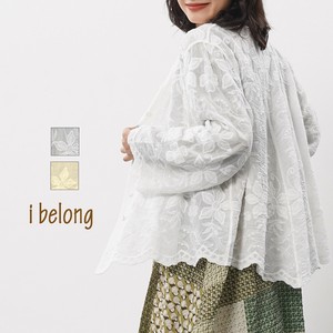 【新作】　フラワー柄総レースコットンシャツ　シアー　2色展開
