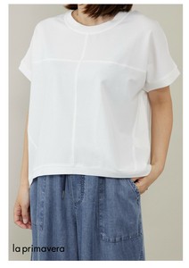 ショート丈切替デザインフレンチスリーブTシャツ【ゆったりシルエット】【体型カバー】【フリ－サイズ】