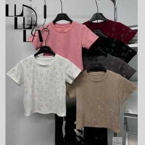 アルファベットラインストーンTシャツ 2025年　春夏　新作