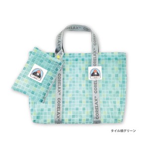 GORELAX　ごリラックス　ハイカラ銭湯　ポーチ付きメッシュバッグ　タイル柄グリーン　サウナ　銭湯