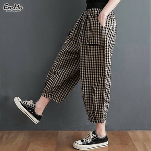 レトロチェッククロップドパンツ サマーパンツ カジュアル 前ポケット 夏 【2025SS】 EH1782