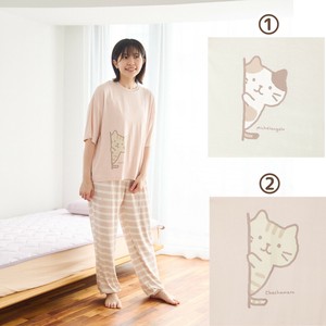 ふくふくにゃんこ ひょっこりとろけるパジャマ（上下セット）  猫/ギフト/ルームウェア/部屋着/レディース