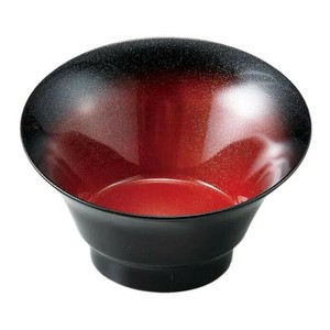 (食洗機対応)ハス切り小鉢　黒朱ぼかし(外黒)　50001235