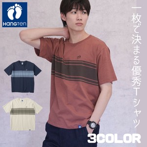 【HANGTEN】スラブ天竺パネルプリントTシャツ