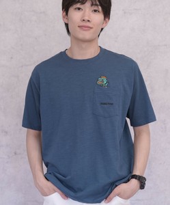 【HANGTEN】スラブ天竺ポケットモチーフ刺繍Tシャツ