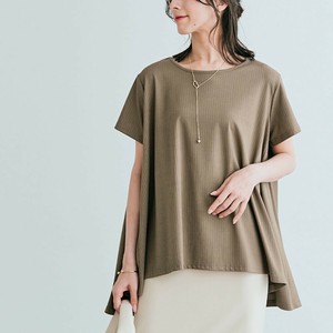 冷感・速乾・イージーケア《前後ヘムプリーツストレッチ半袖トップス 》《自社生産》
