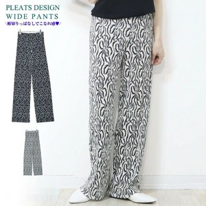 Full-Length Pant Monotone Floral Pattern Pleated Pants