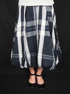 Skirt Monotone Check Balloon Skirt [S/S NEW]