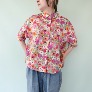 Button Shirt/Blouse Colorful Floral Pattern
