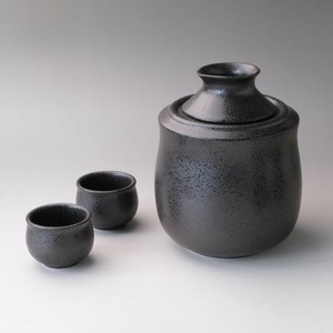 黒結晶　酒燗器揃（大）美濃焼（日本製）