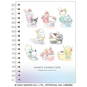 ■2025SS　先行予約■　サンリオキャラクターズ　A5Wリングノート　チマチマスイーツグラデ