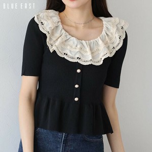 Sweater/Knitwear Embroidery Short Sleeve Peplum [2025 NEW]
