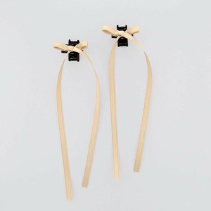 フラワーリング ミニヘアクリップ ロングリボン 2個セット ベージュ HHC0511-BE