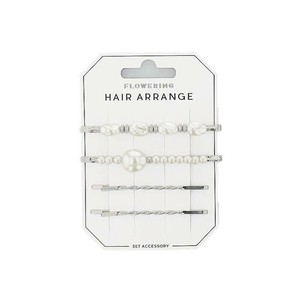 フラワーリング ヘアアレンジセット ゆがみパールヘアピン4点セット シルバー HAS0022-SV