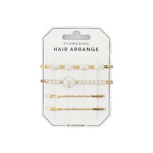 フラワーリング ヘアアレンジセット ゆがみパールヘアピン4点セット ゴールド HAS0022-GD