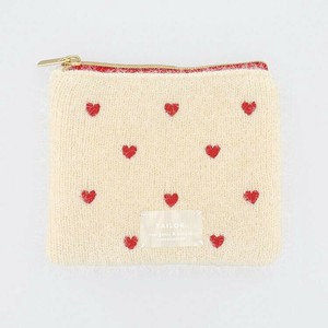 フラワーリング フラットポーチ 刺繍×ラメニット ハート アイボリー GPO0347-IV