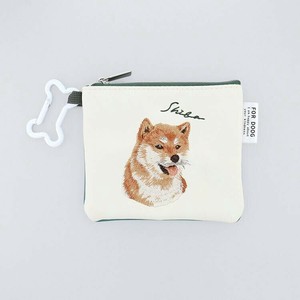 フラワーリング ミニフラットポーチ 骨型カラビナ付き 柴犬 GPO0323-B