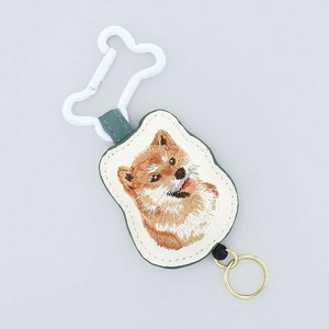 フラワーリング ダイカット刺繍リールチャーム付きカラビナ 柴犬 GKH0012-A