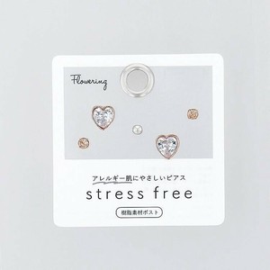 フラワーリング 樹脂ピアス ハートガラス ピンクゴールド AAP1829-PG