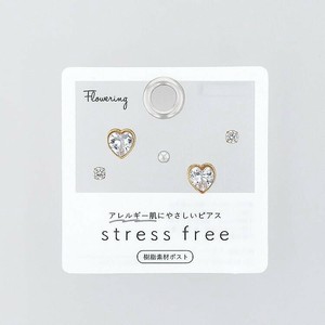 フラワーリング 樹脂ピアス ハートガラス ゴールド AAP1829-GD