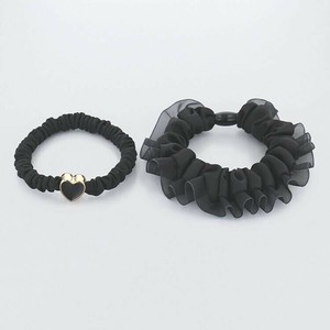 フラワーリング ミニシュシュ ハート×フリル 2本セット ブラック HHS0604-BK