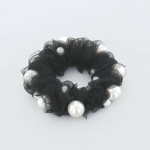 フラワーリング ヘアゴム チュールパール ブラック HHG1124-BK