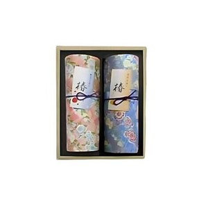 奥野晴明堂 花くらべ(椿(赤)・(黄))和柄筒2本入 桐箱入り