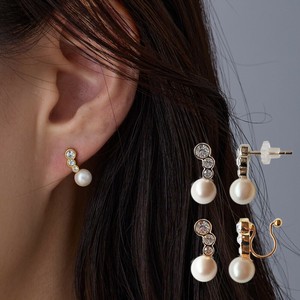 Clip-On Earrings Gold Post Earrings Jewelry 3 tablets Made in Japan