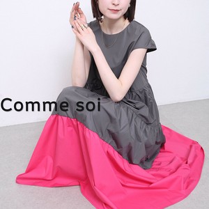 ■comme soi（コムソワ）■配色ティアードワンピース 2025新作