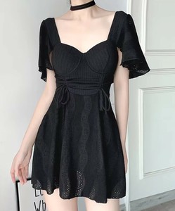 连身泳装/连体泳装 洋装/连衣裙 褶边/木耳边 蕾丝