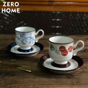 复古粗陶デザイン コーヒーカップ&プレートセット ラテアート対応