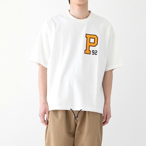 【メンズ】オーガニックコットン天竺  ドローストリング付き "P" プリントTシャツ
