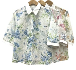 衬衫 印花 7分袖 衬衫