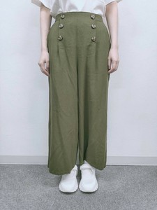 麻混　Wボタンワイドパンツ