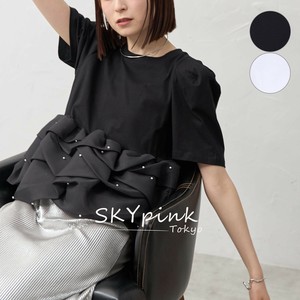 【再入荷予約販売・6月中旬】ペプラムパール＆フリルプルオーバー　 skypink東京