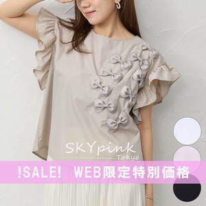【WEB限定特別価格】リボン付カットソー　Tシャツ　SKYpink東京