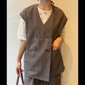 【2025年新作】リネンライクオーバーサイズベスト【セットアップ可能】　ボトムス　カジュアル　春　夏　SS