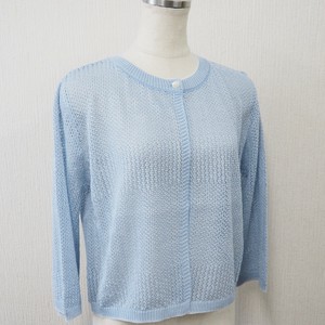 日本製 12G 麻混 透かし編み カーディガン　07125