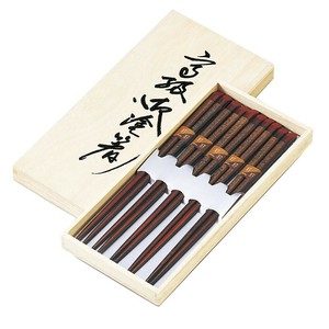 東出漆器 糸巻箸揃 朱  木箱入 4258