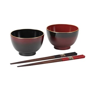ぼかし塗 汁椀ペア(箸付) 2579