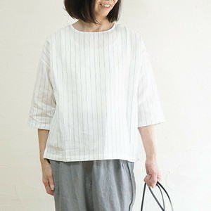 Button Shirt/Blouse Stripe Linen European 7/10 length