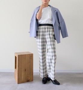Full-Length Pant PU Check Wide Pants