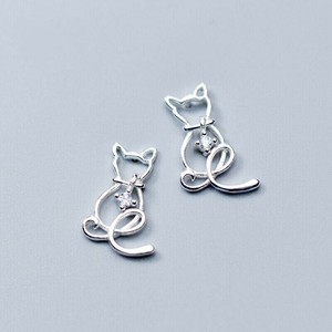 猫　ピアス S925ポスト　ピアス K18　ピアス アレルギー K18 ピアス　シルバー925 ピアス
