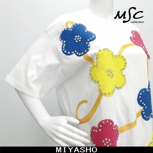 T 恤/上衣 花朵 宝石
